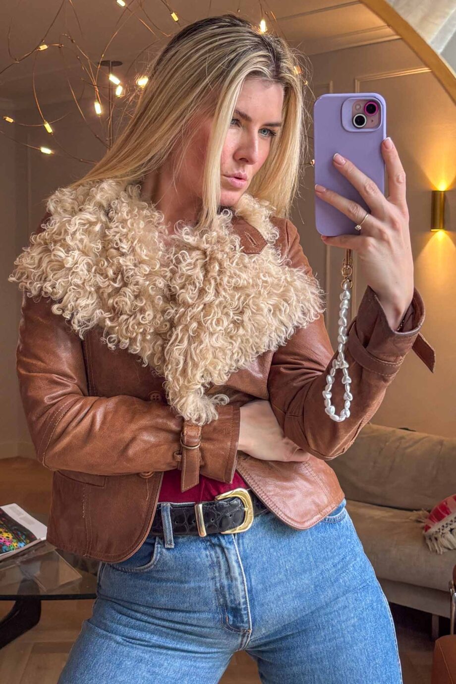 The desire 70s lammy mongolian sheep leather coat