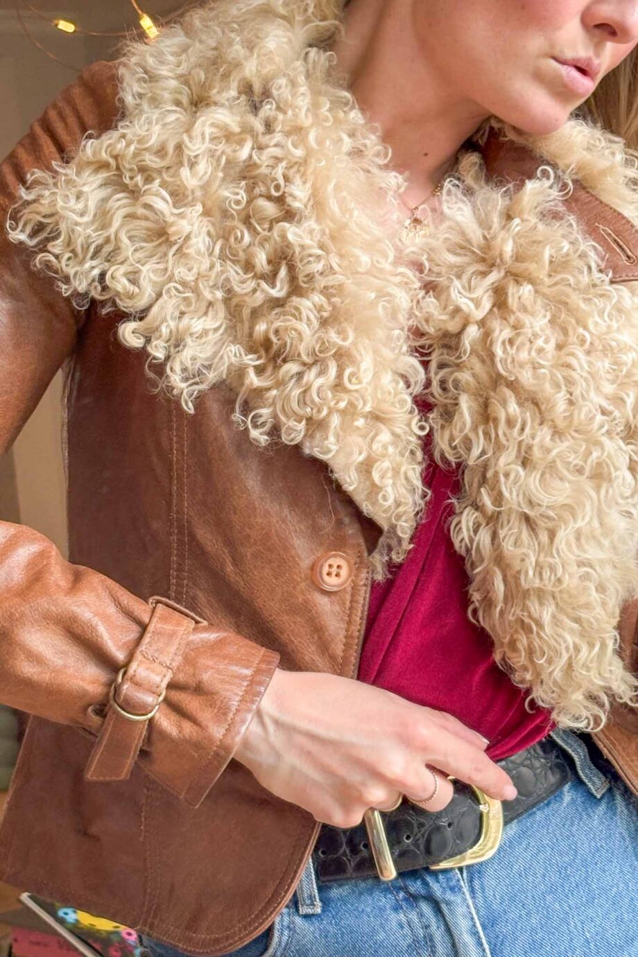 The desire 70s lammy mongolian sheep leather coat