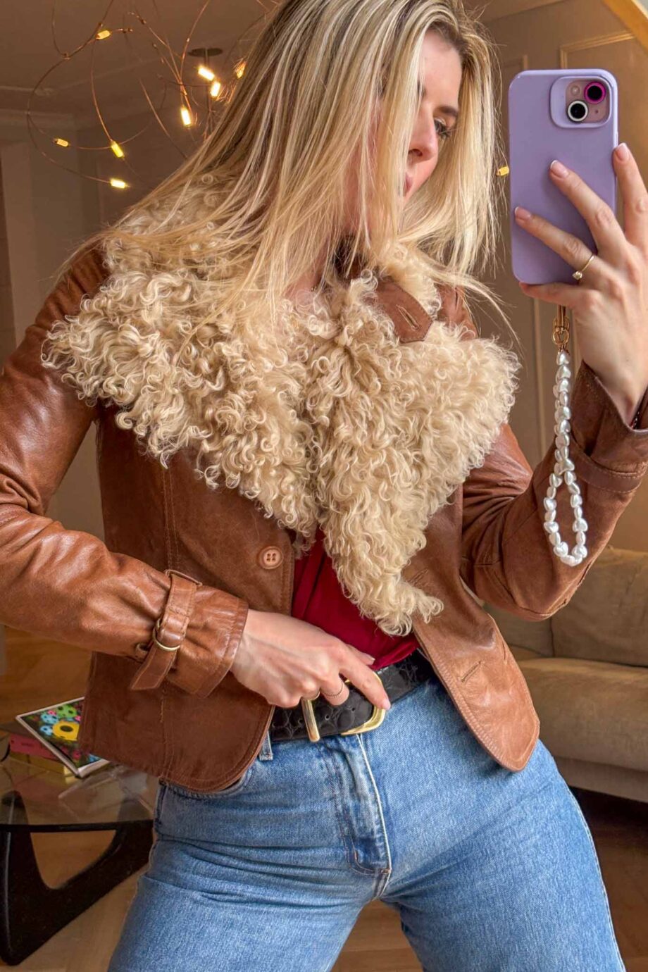 The desire 70s lammy mongolian sheep leather coat