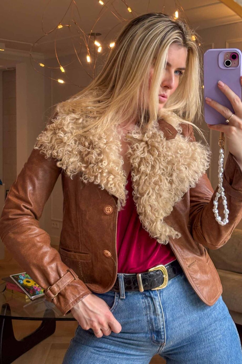 The desire 70s lammy mongolian sheep leather coat