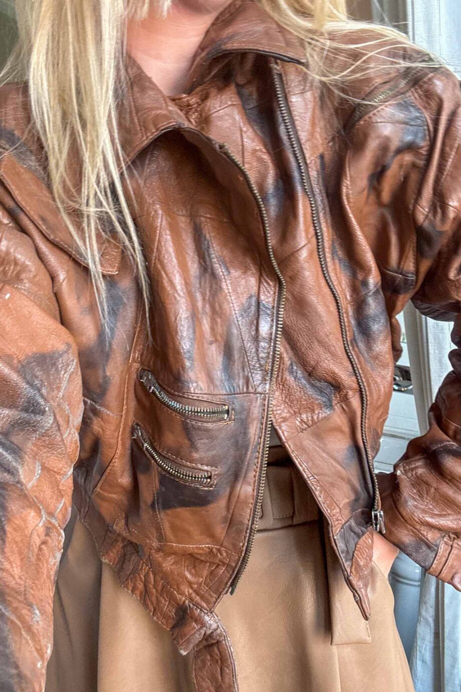 Caramel crush leather vintage jacket