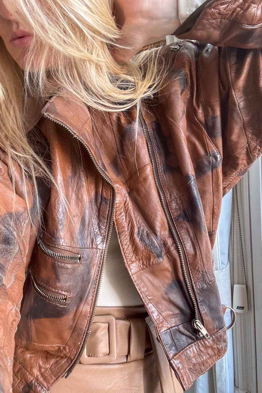 Caramel crush leather vintage jacket
