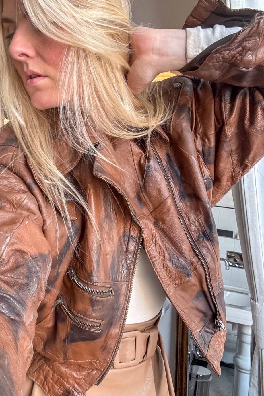 Caramel crush leather vintage jacket