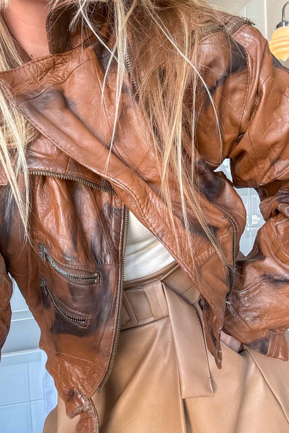 Caramel crush leather vintage jacket