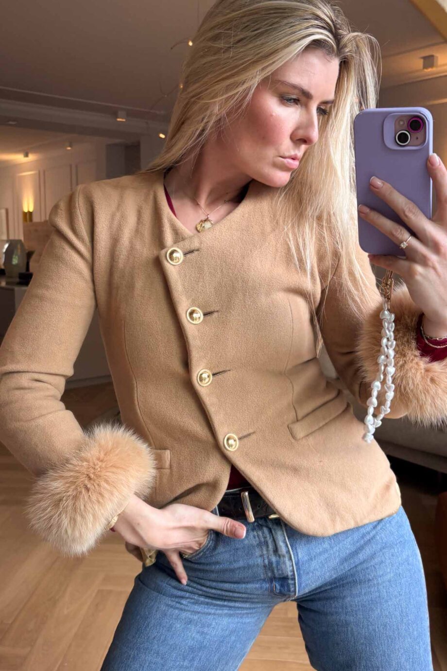 Aurora blazer cashmere asymmetrical golden