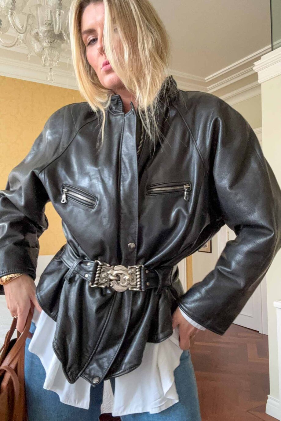 The Noir sculpted design leather jacket