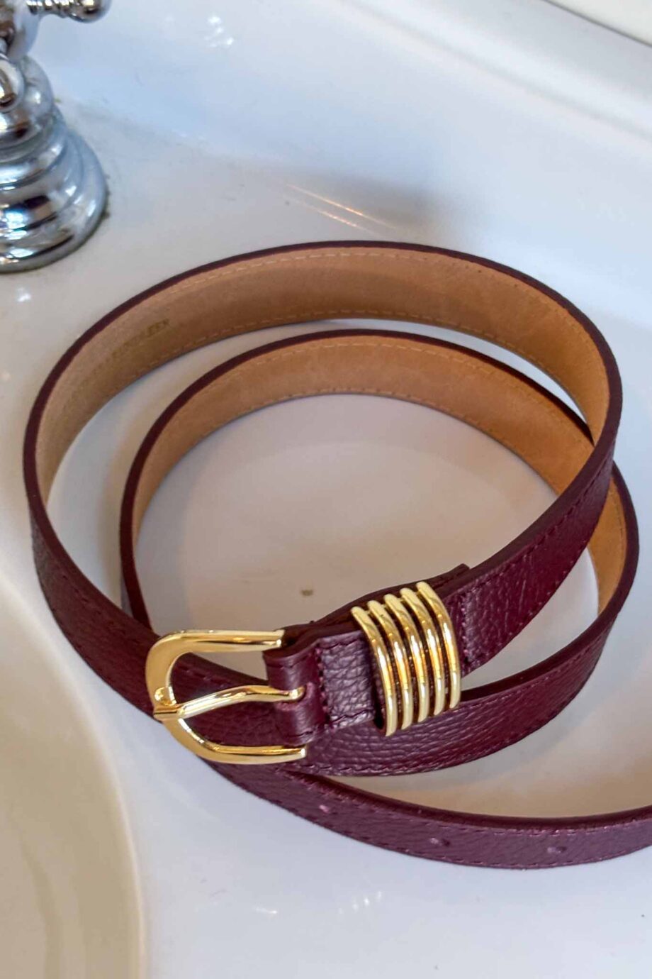 Burgundy ma chérie Italian leather belt