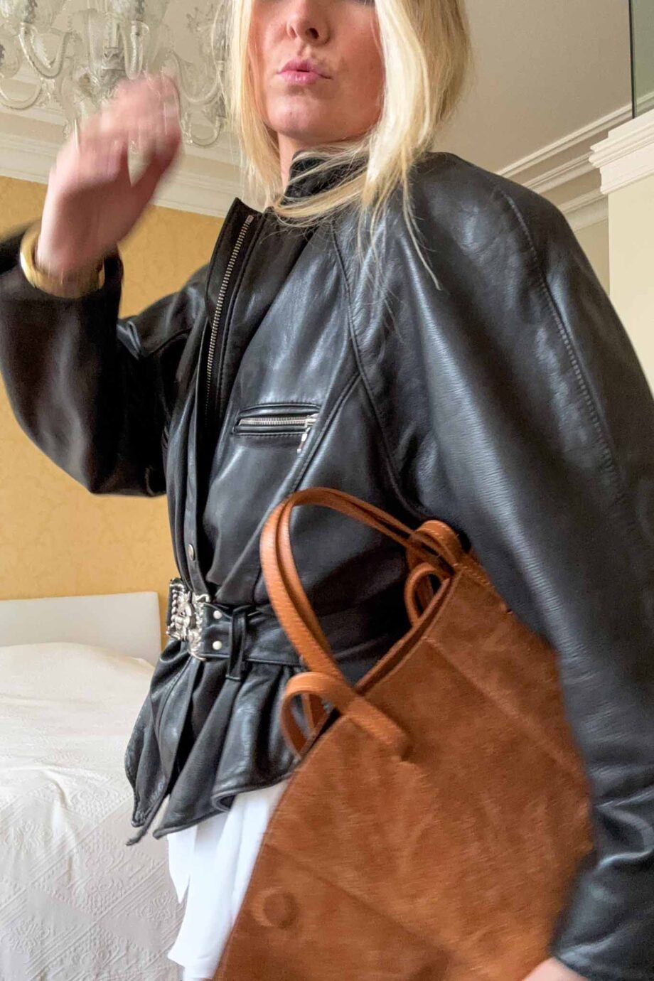 The Noir sculpted design leather jacket