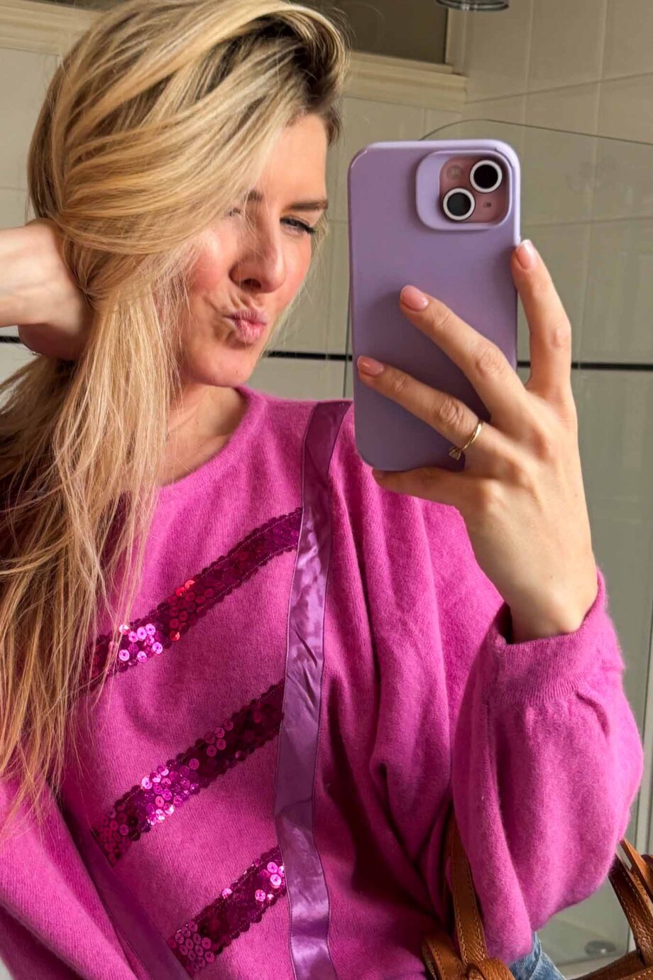 Pink fall energy cashmere knit