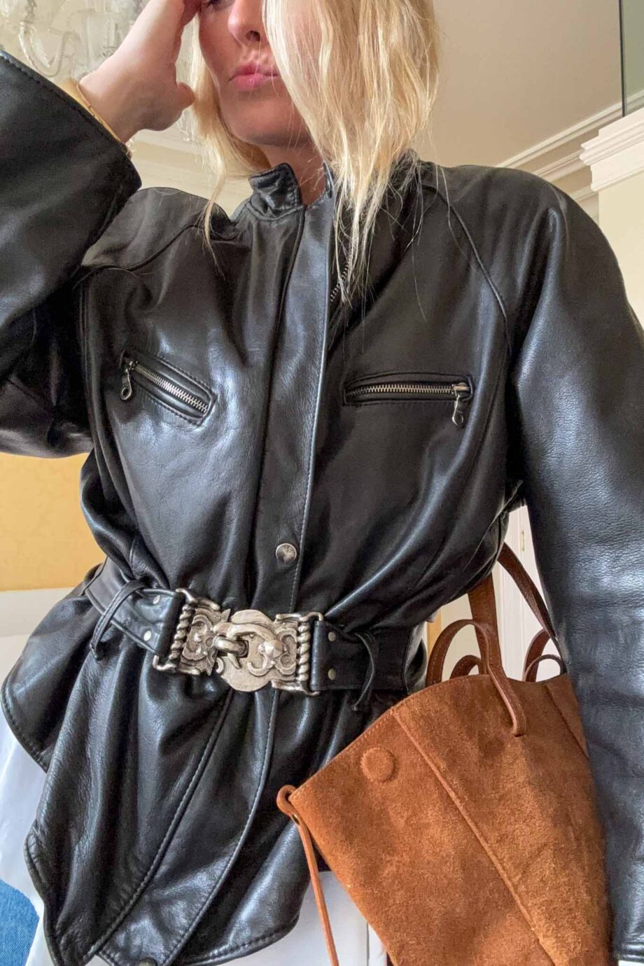 The Noir sculpted design leather jacket