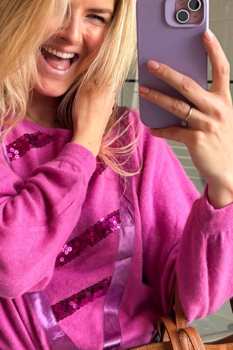 Pink fall energy cashmere knit