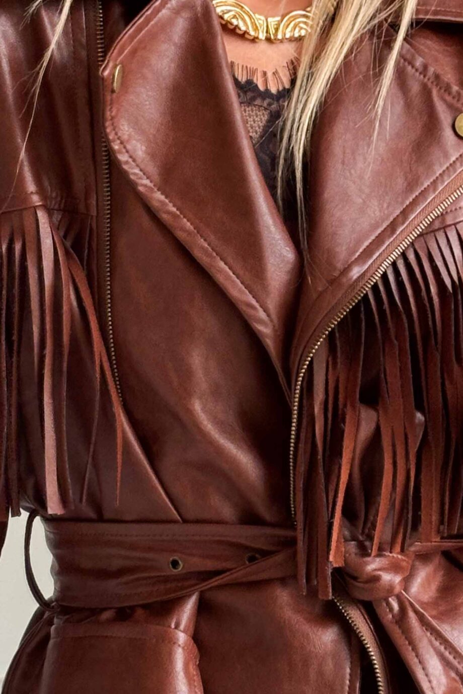 Vegan hot fall moment fringe jacket