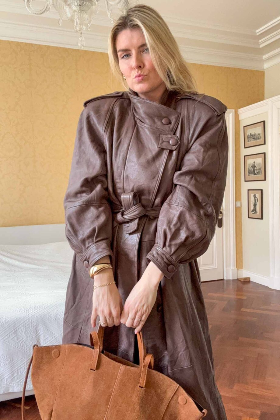 1980s full leather statement trench coat