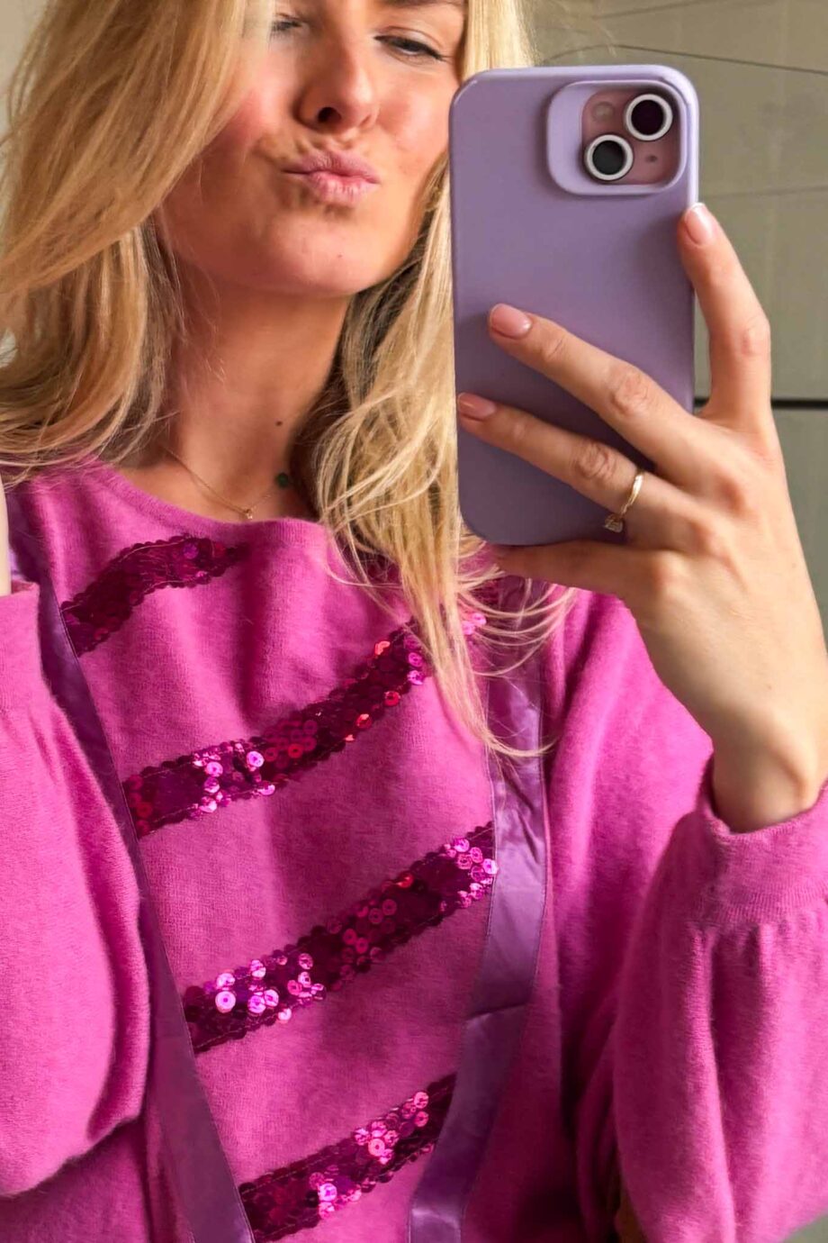 Pink fall energy cashmere knit