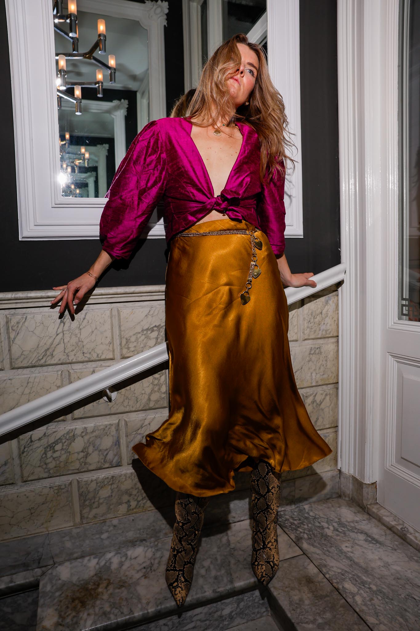 The Studio raw silk pink blouse