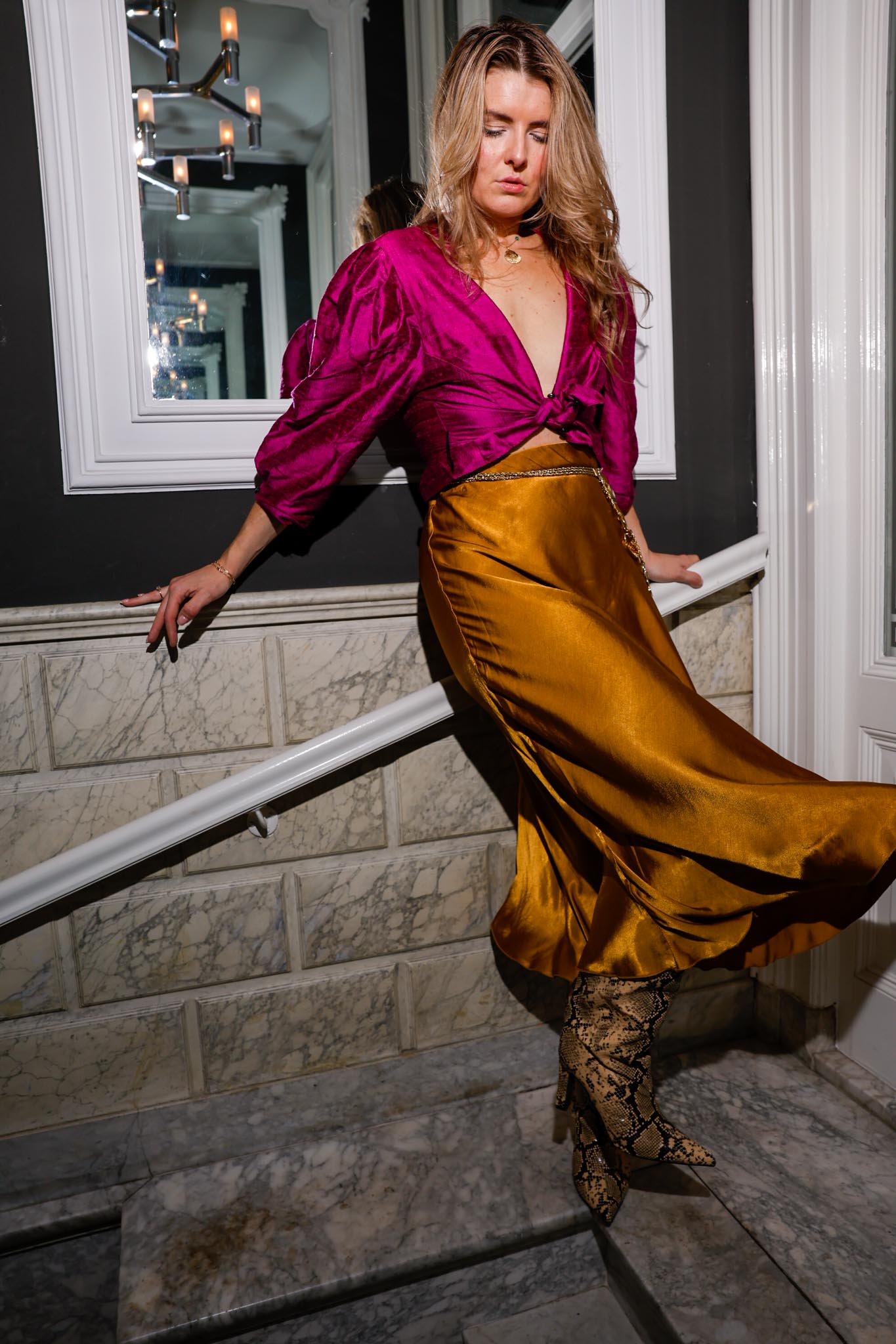 The Studio raw silk pink blouse