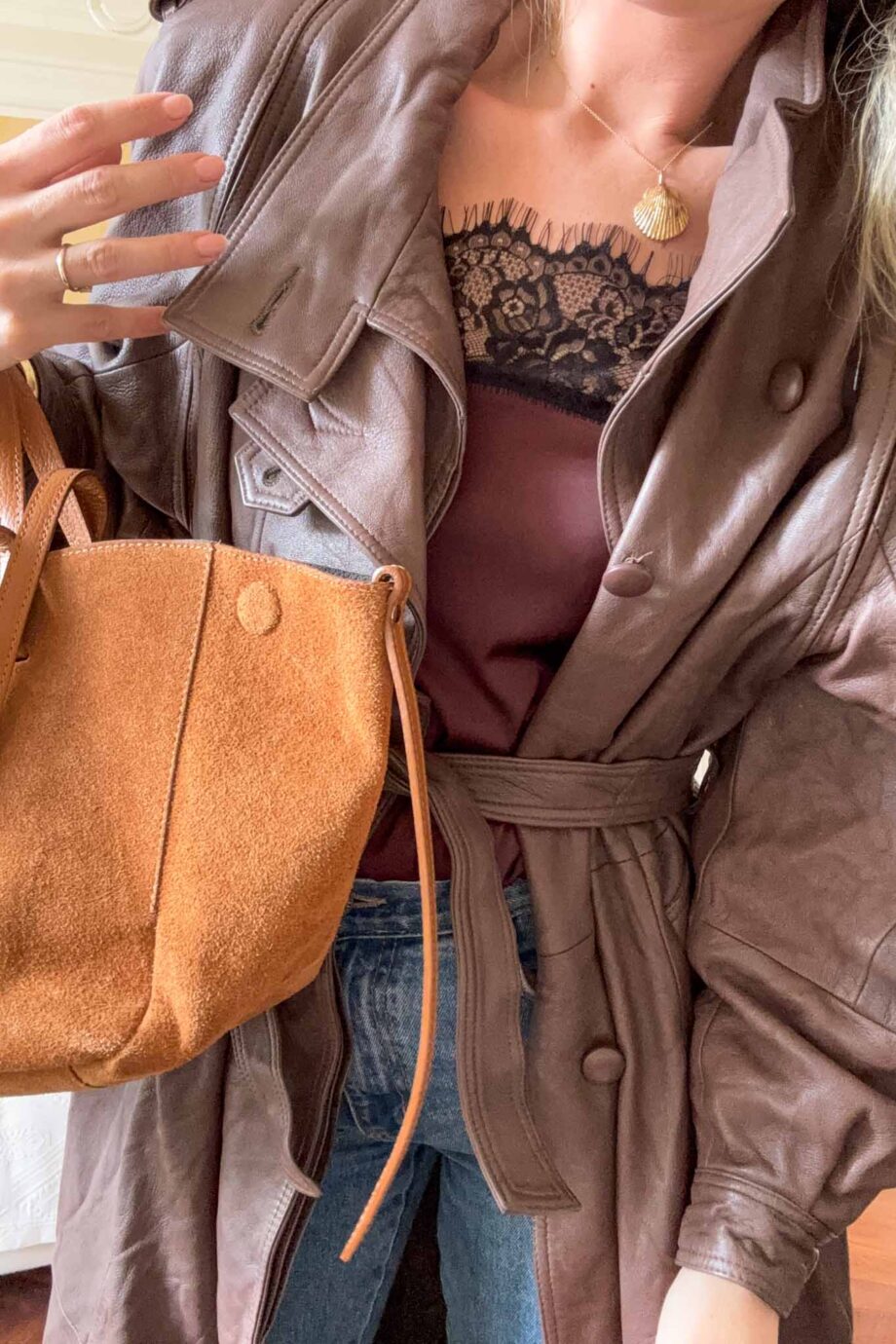 1980s full leather statement trench coat