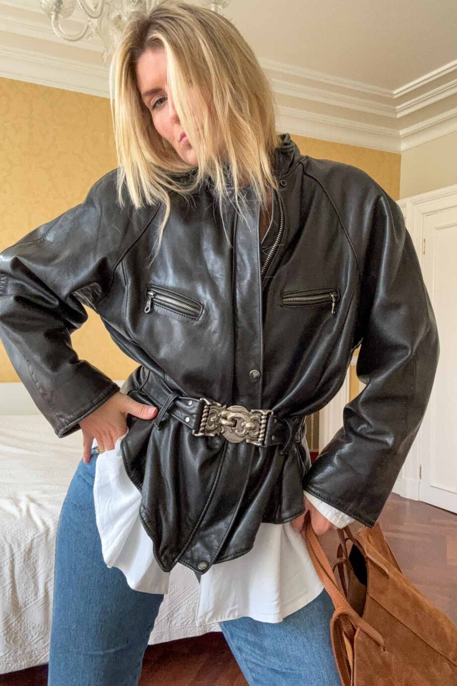 The Noir sculpted design leather jacket