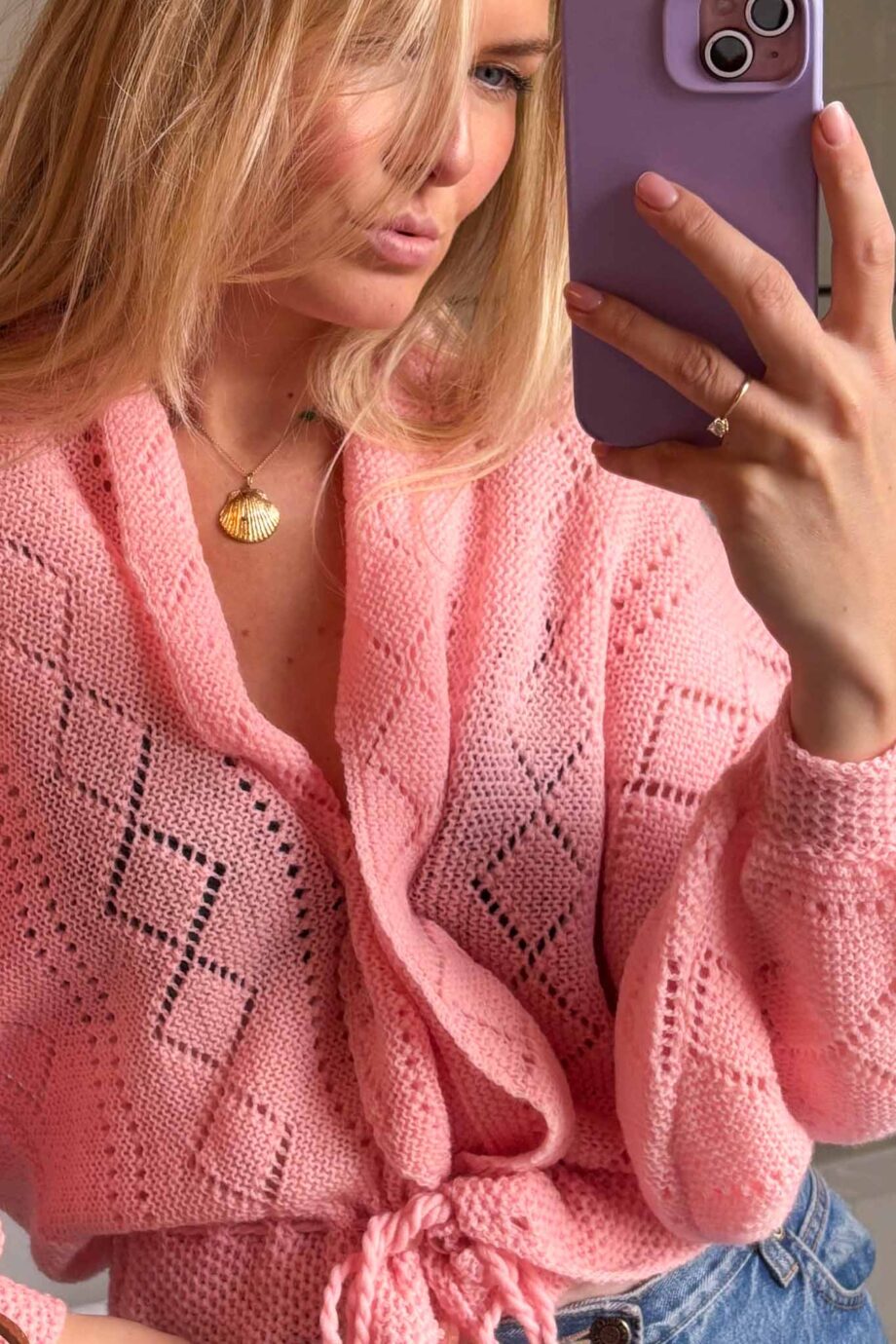 Rosa Antica Hand-Knitted Lace Cardigan
