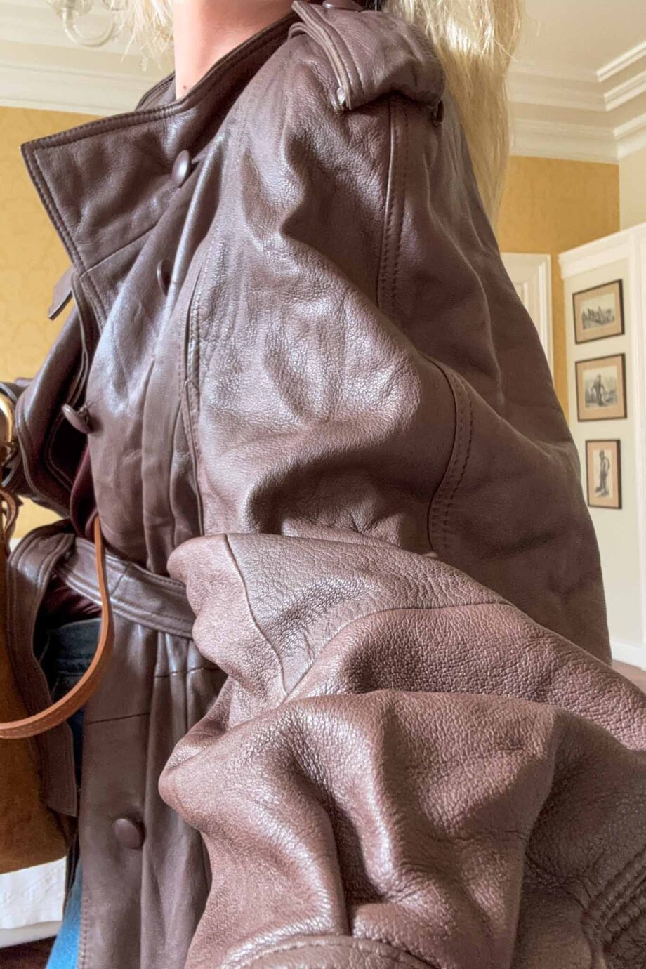 1980s full leather statement trench coat
