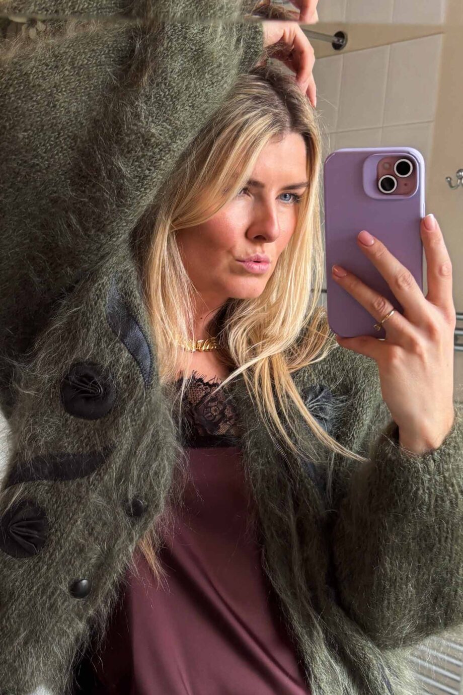 Green dream maxi mohair cardigan
