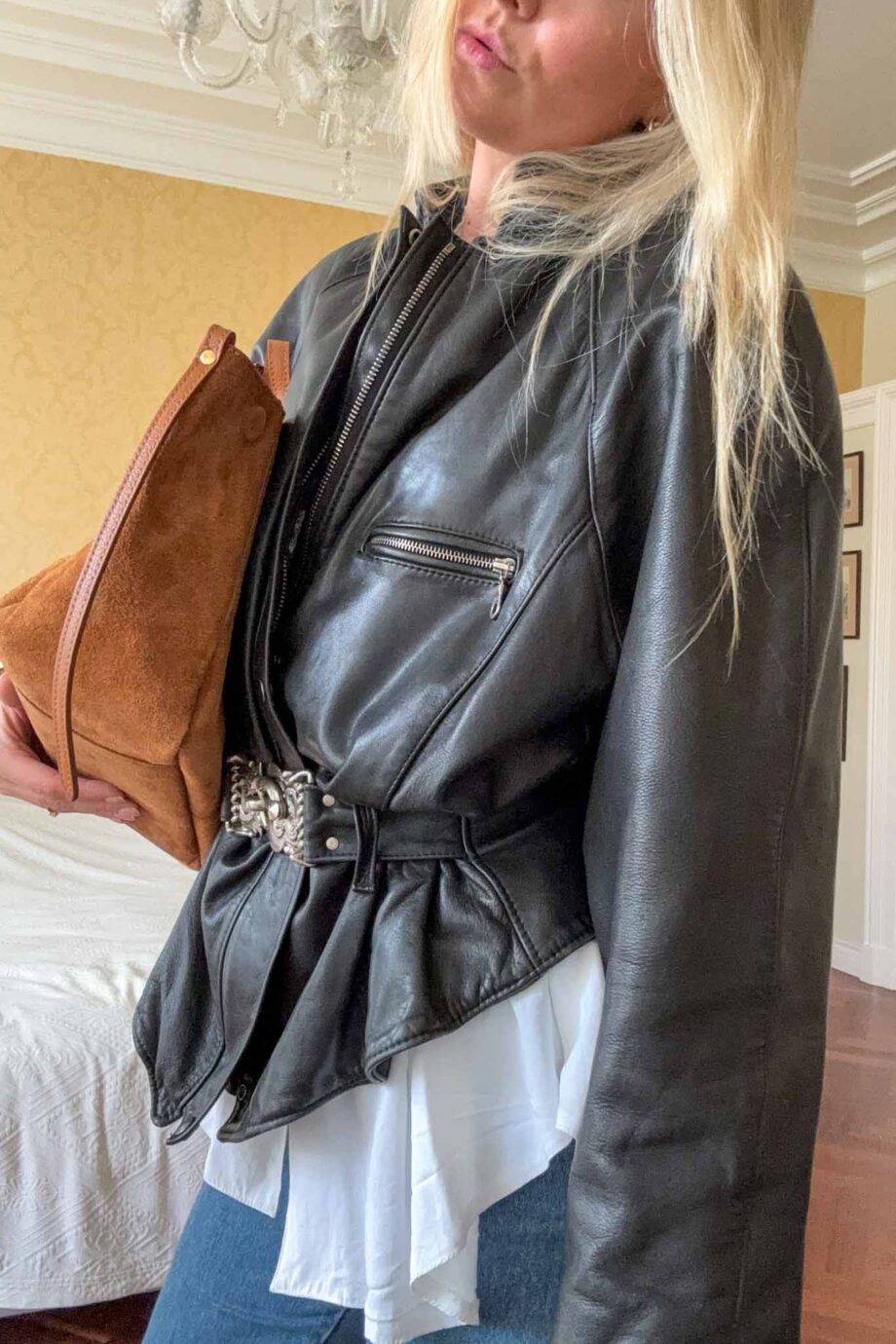 The Noir sculpted design leather jacket