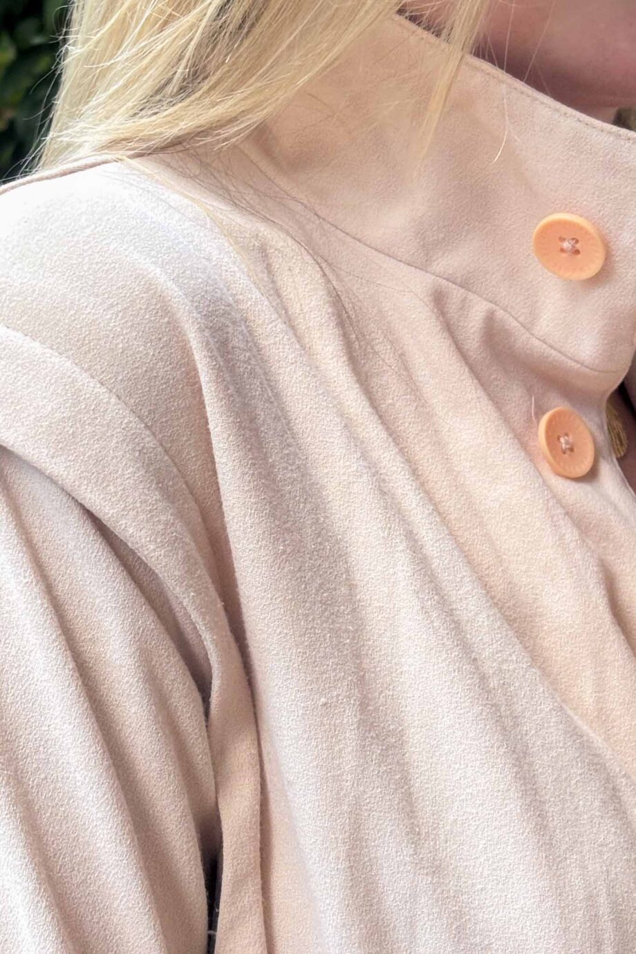 Maison blush suede sleek and luxury trench coat
