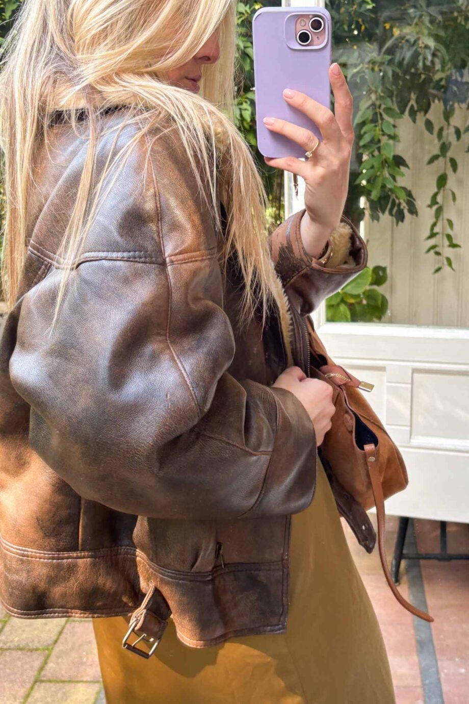 SkyRogue for fall leather shearling coat