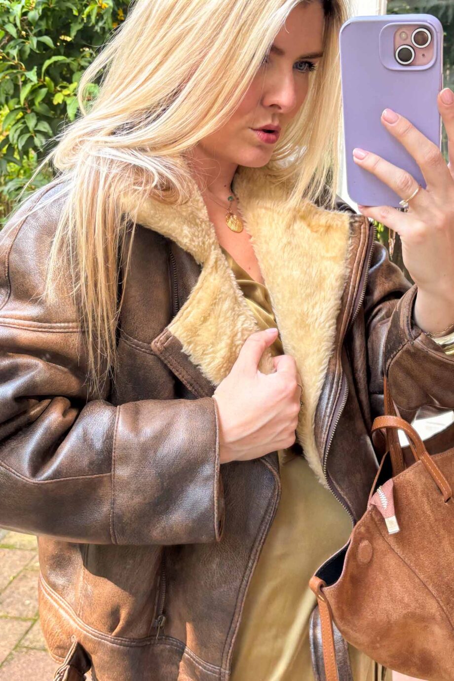SkyRogue for fall leather shearling coat