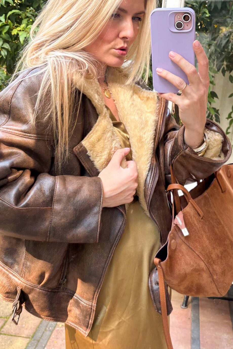 SkyRogue for fall leather shearling coat