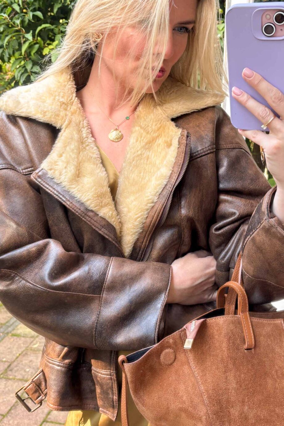 SkyRogue for fall leather shearling coat