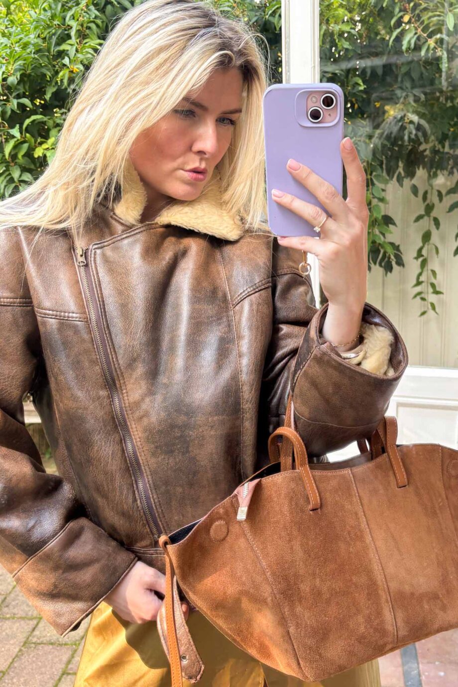 SkyRogue for fall leather shearling coat