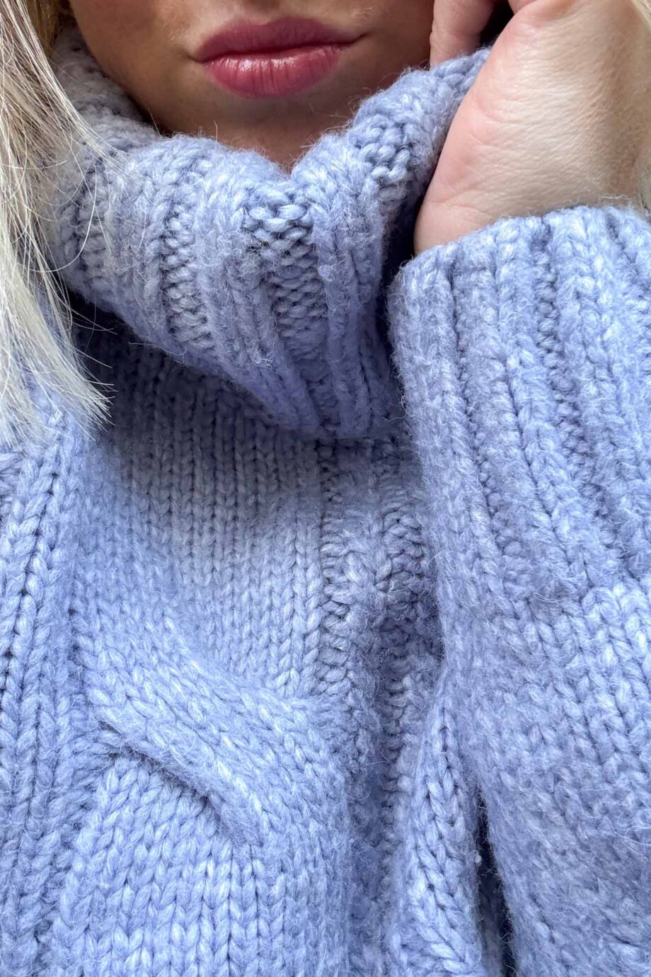Cloudline blue wool cotton turtleneck