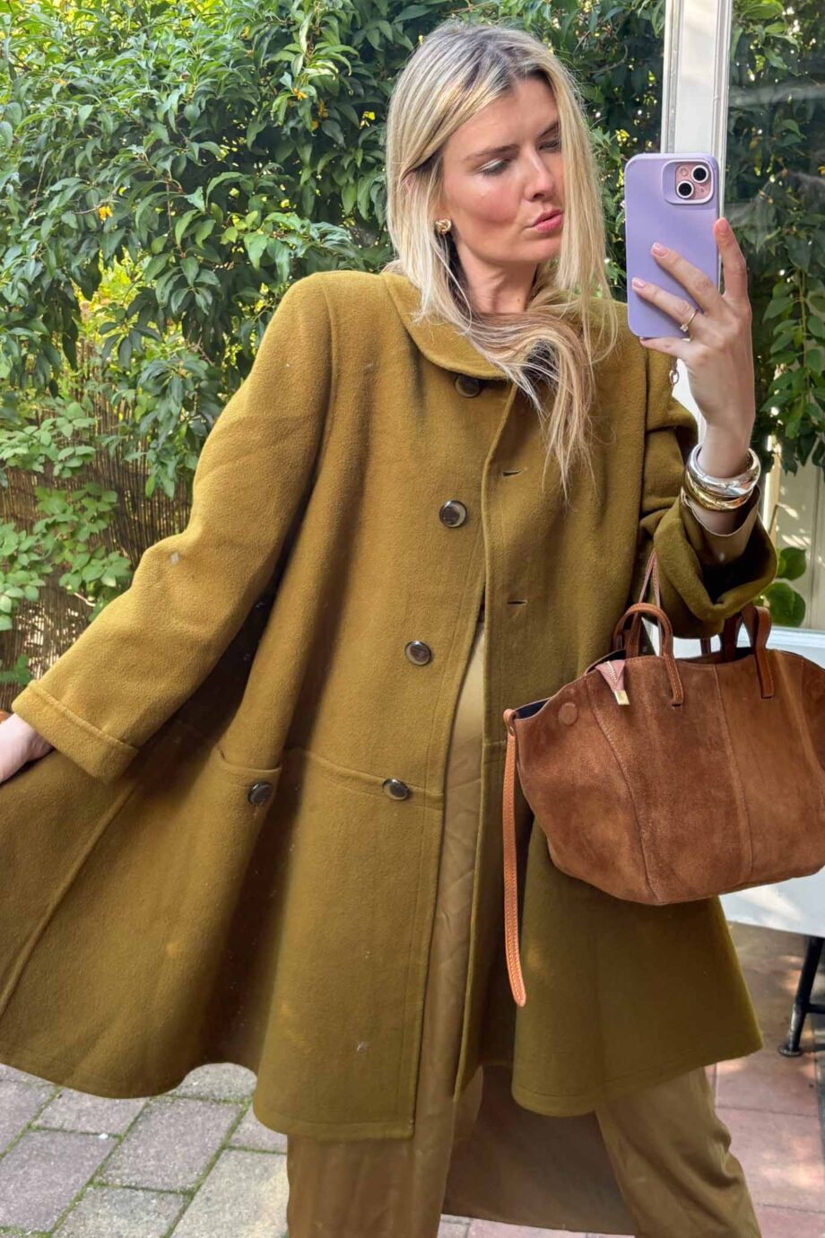 Verde oliva luxe woolen and cashmere coat