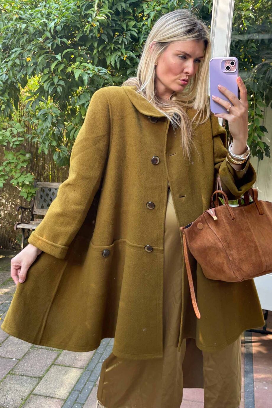 Verde oliva luxe woolen and cashmere coat