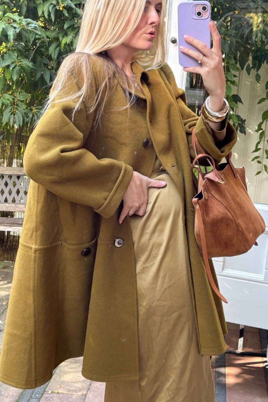 Verde oliva luxe woolen and cashmere coat