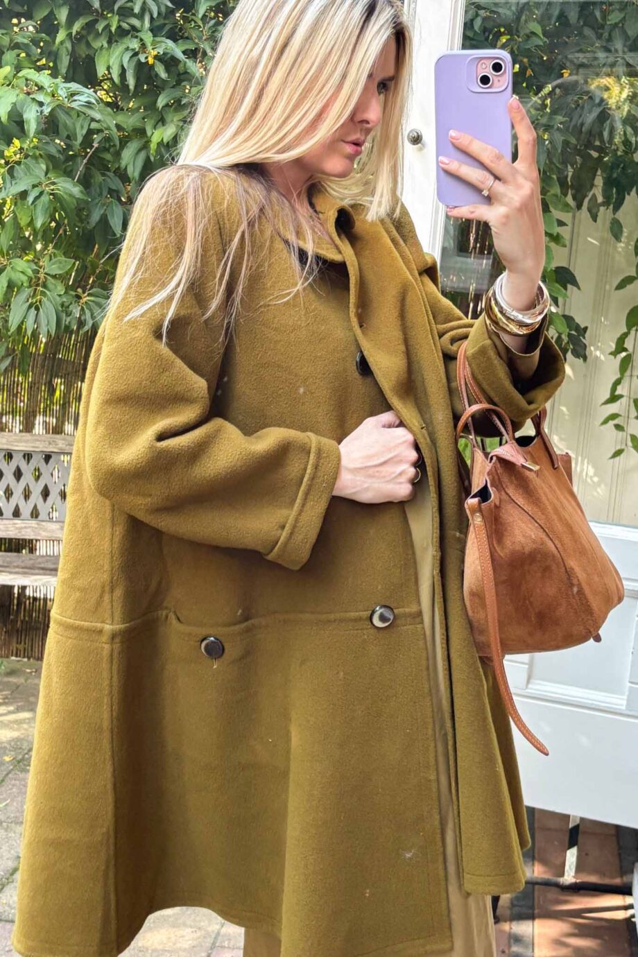 Verde oliva luxe woolen and cashmere coat