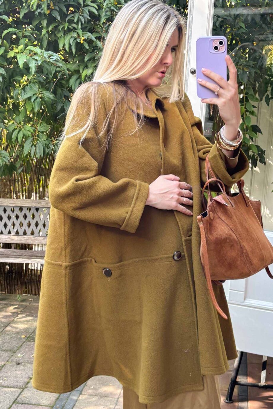 Verde oliva luxe woolen and cashmere coat