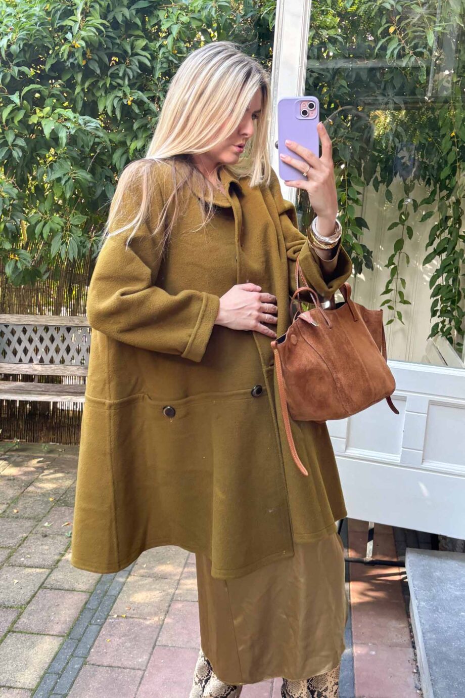 Verde oliva luxe woolen and cashmere coat