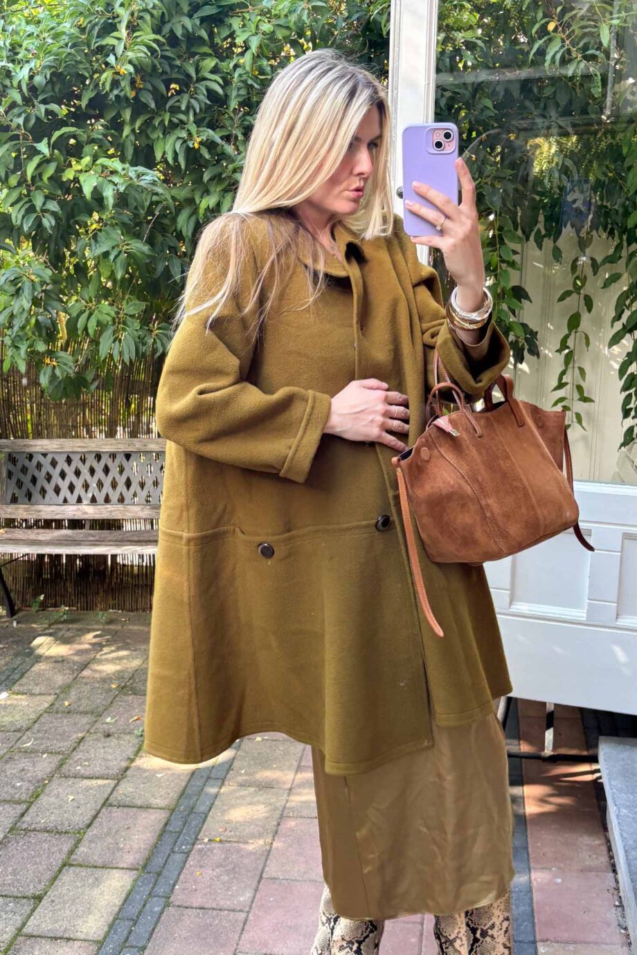 Verde oliva luxe woolen and cashmere coat