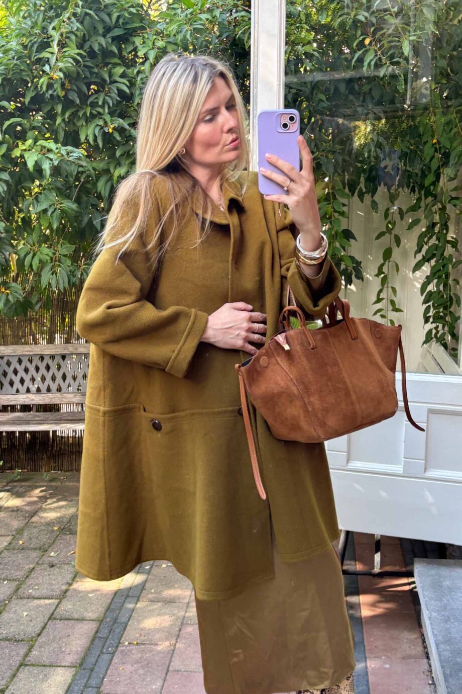 Verde oliva luxe woolen and cashmere coat