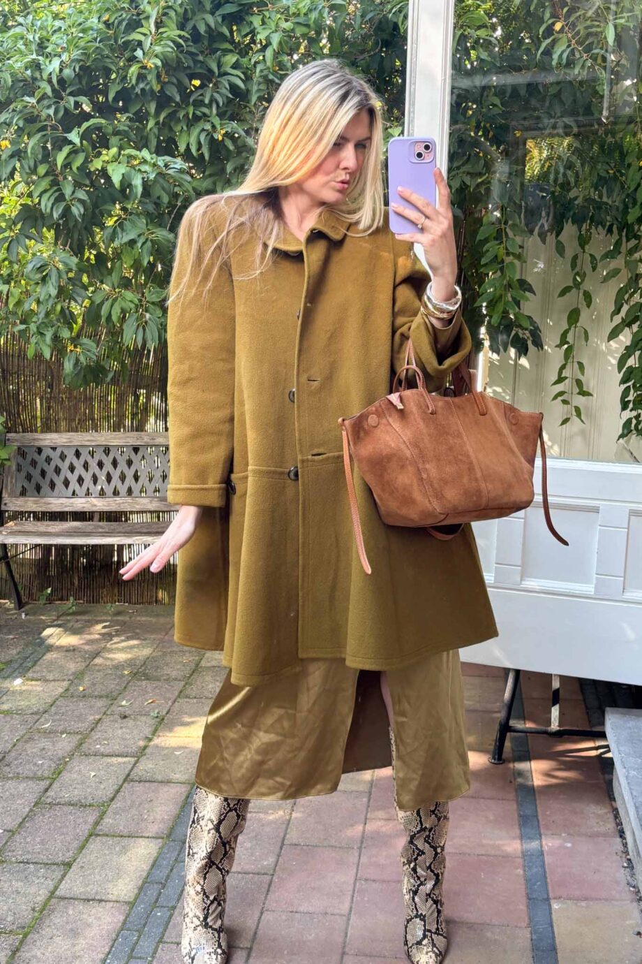 Verde oliva luxe woolen and cashmere coat