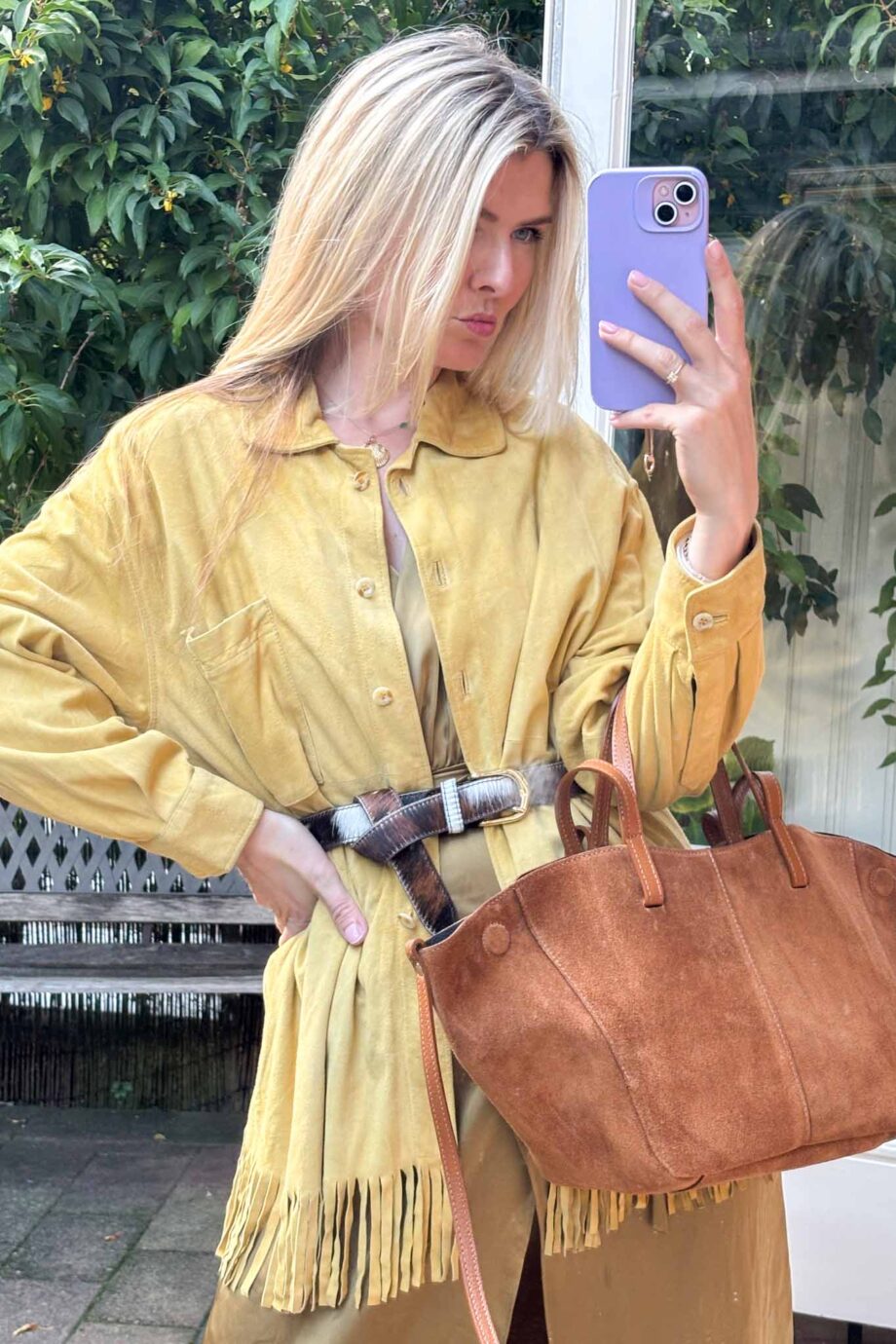 Maison beurre butter suede fringe jacket