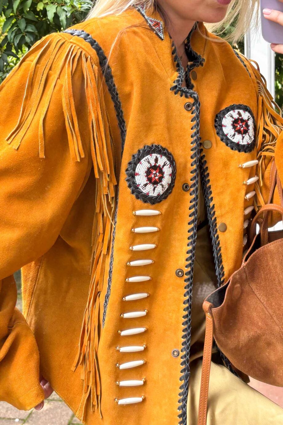 Desert sauvage 70s ochre suede fringe jacket