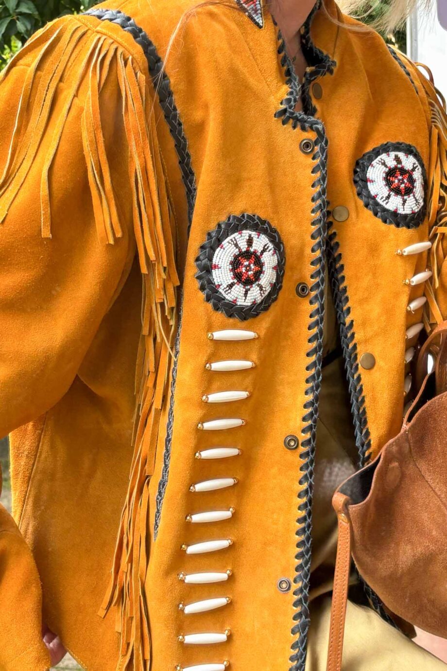 Desert sauvage 70s ochre suede fringe jacket
