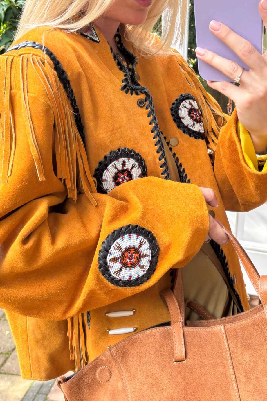 Desert sauvage 70s ochre suede fringe jacket