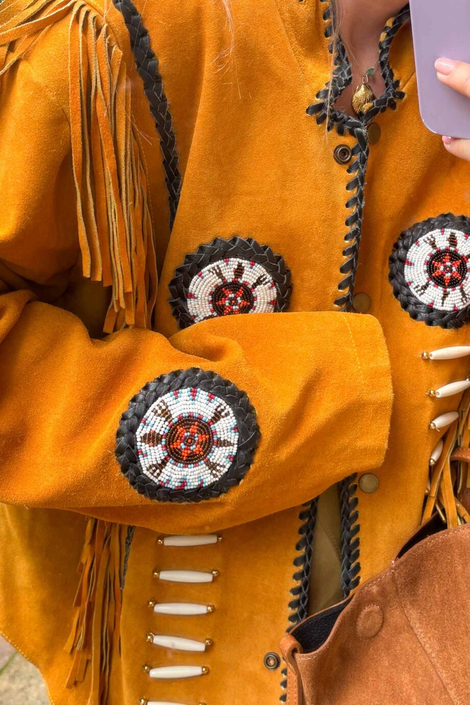 Desert sauvage 70s ochre suede fringe jacket