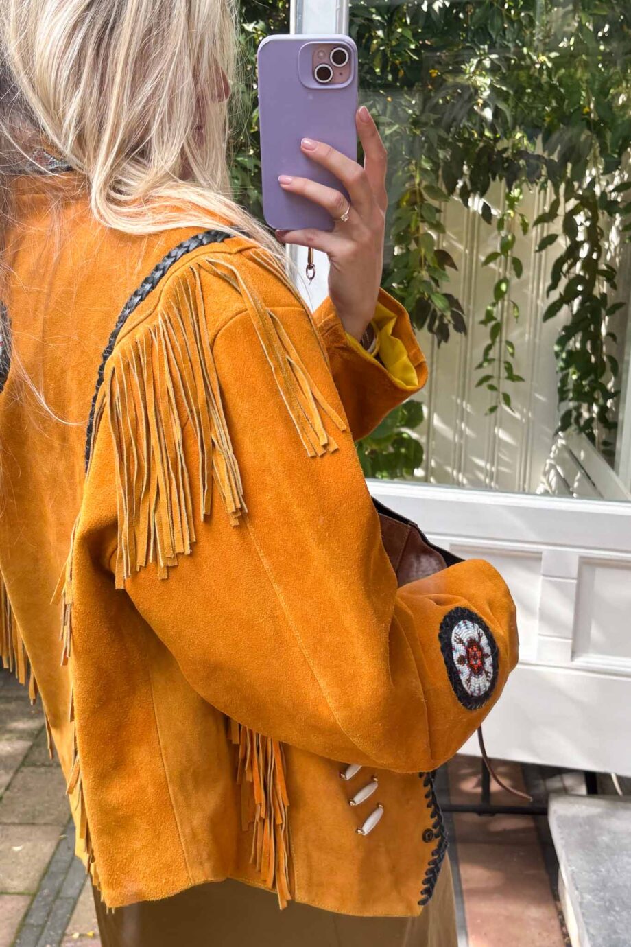 Desert sauvage 70s ochre suede fringe jacket