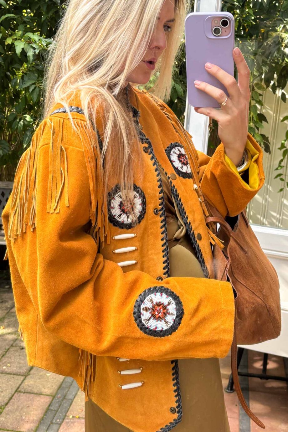 Desert sauvage 70s ochre suede fringe jacket