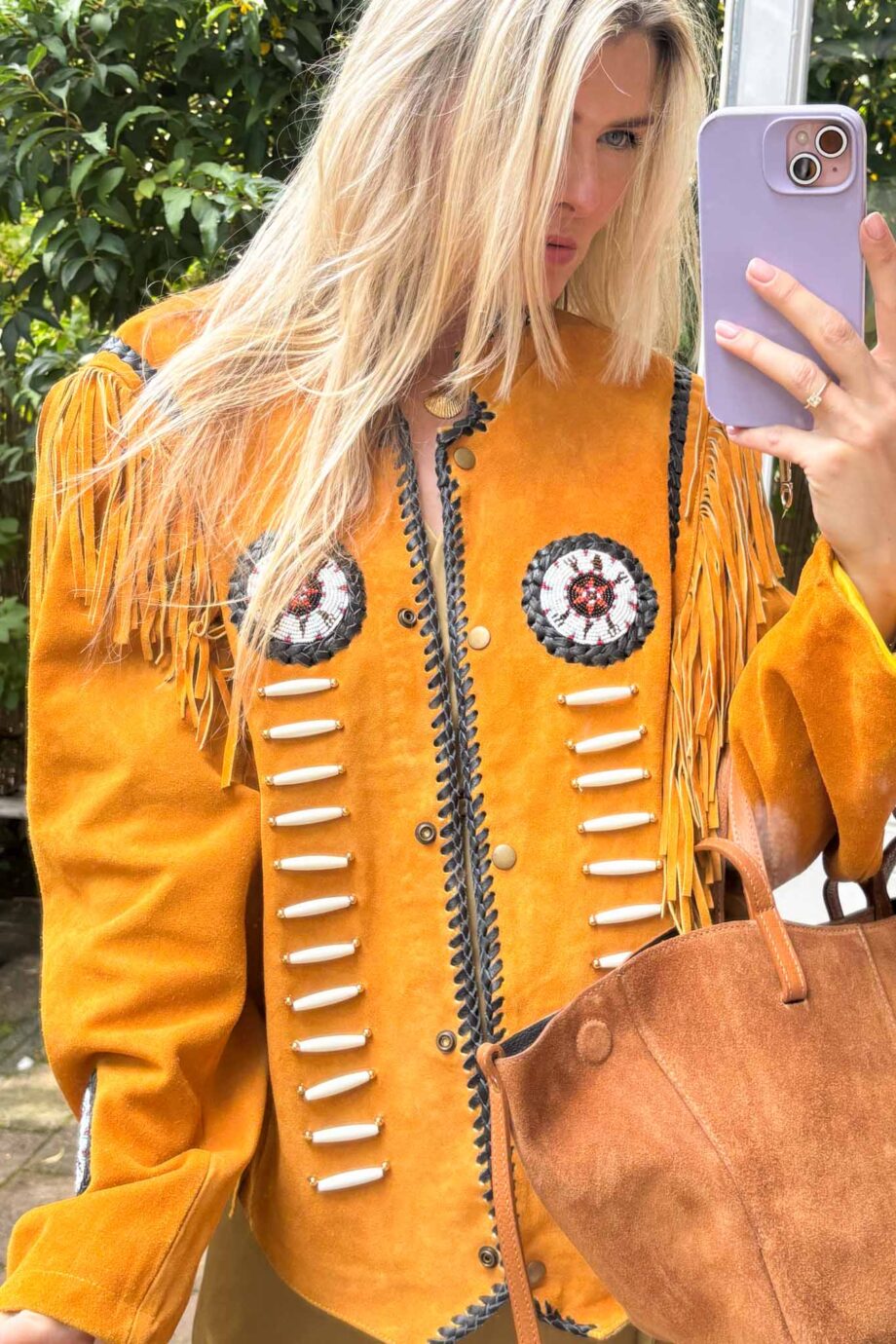 Desert sauvage 70s ochre suede fringe jacket